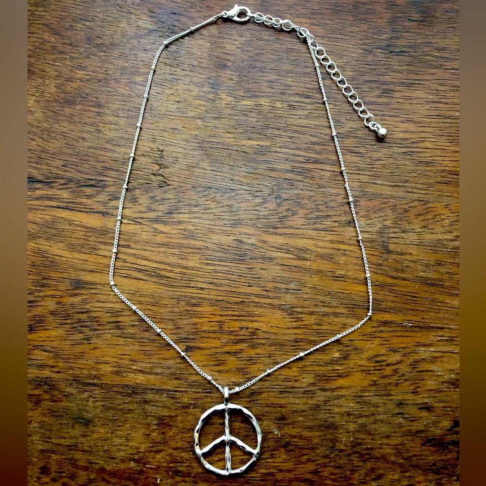 Silver peace sign necklace